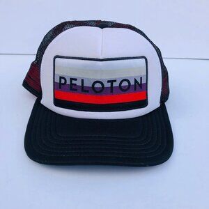 Peloton Trucker Hat Adjustable Snapback Black Mesh Cap Logo Baseball One Size
